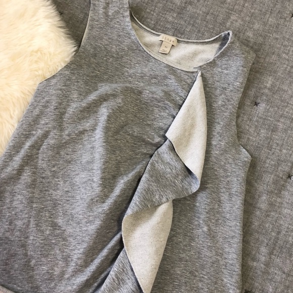 Hinge asymmetrical ruffle terry cloth grey top XS - Picture 3 of 5